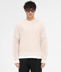 Oversized Fit Open Gauge Knit Jumper: 26 Off White 