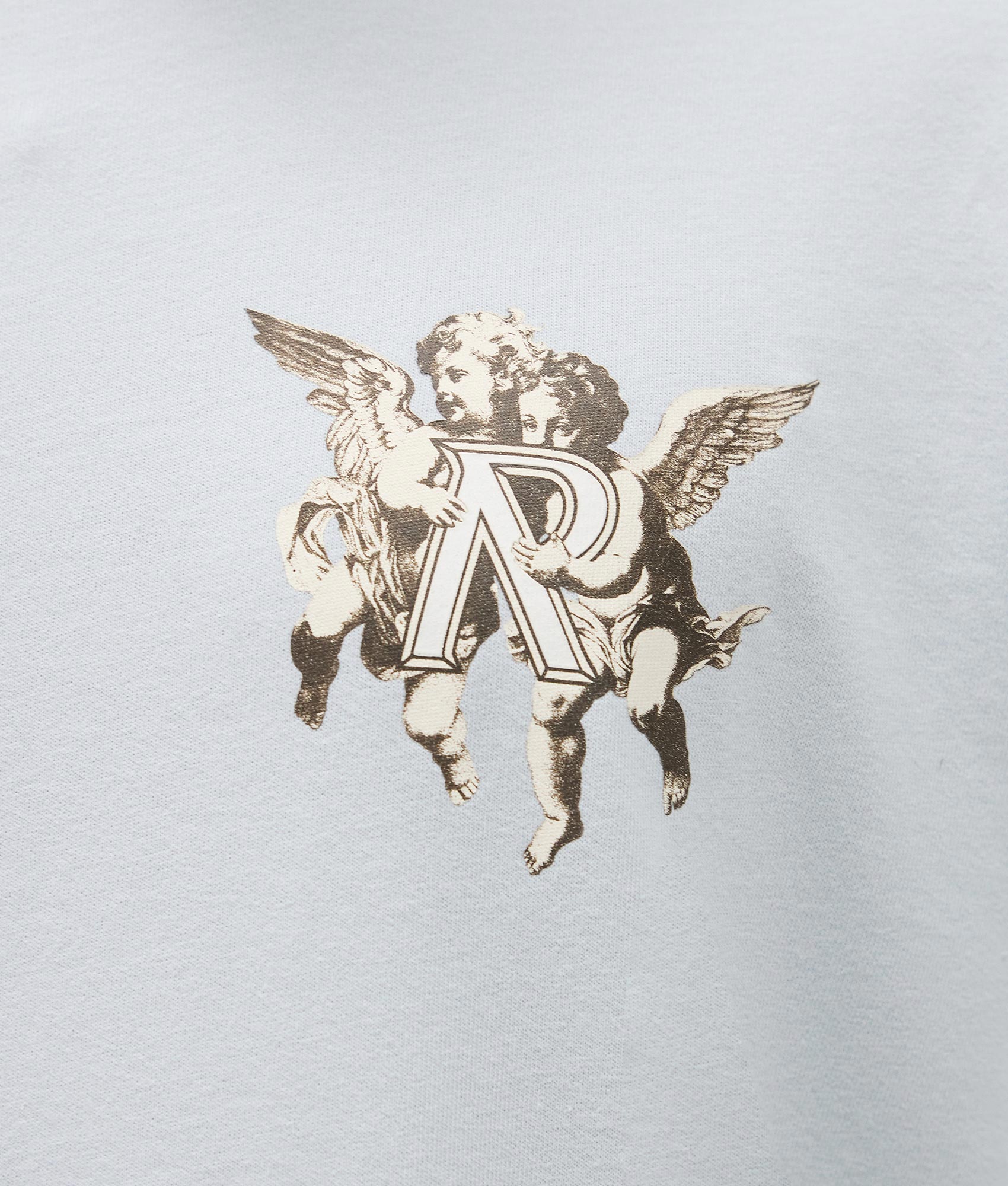 Legacy Cherubs T-Shirt in Cloud. 100% Cotton | REPRESENT | EQVVS | Front detail shot 
