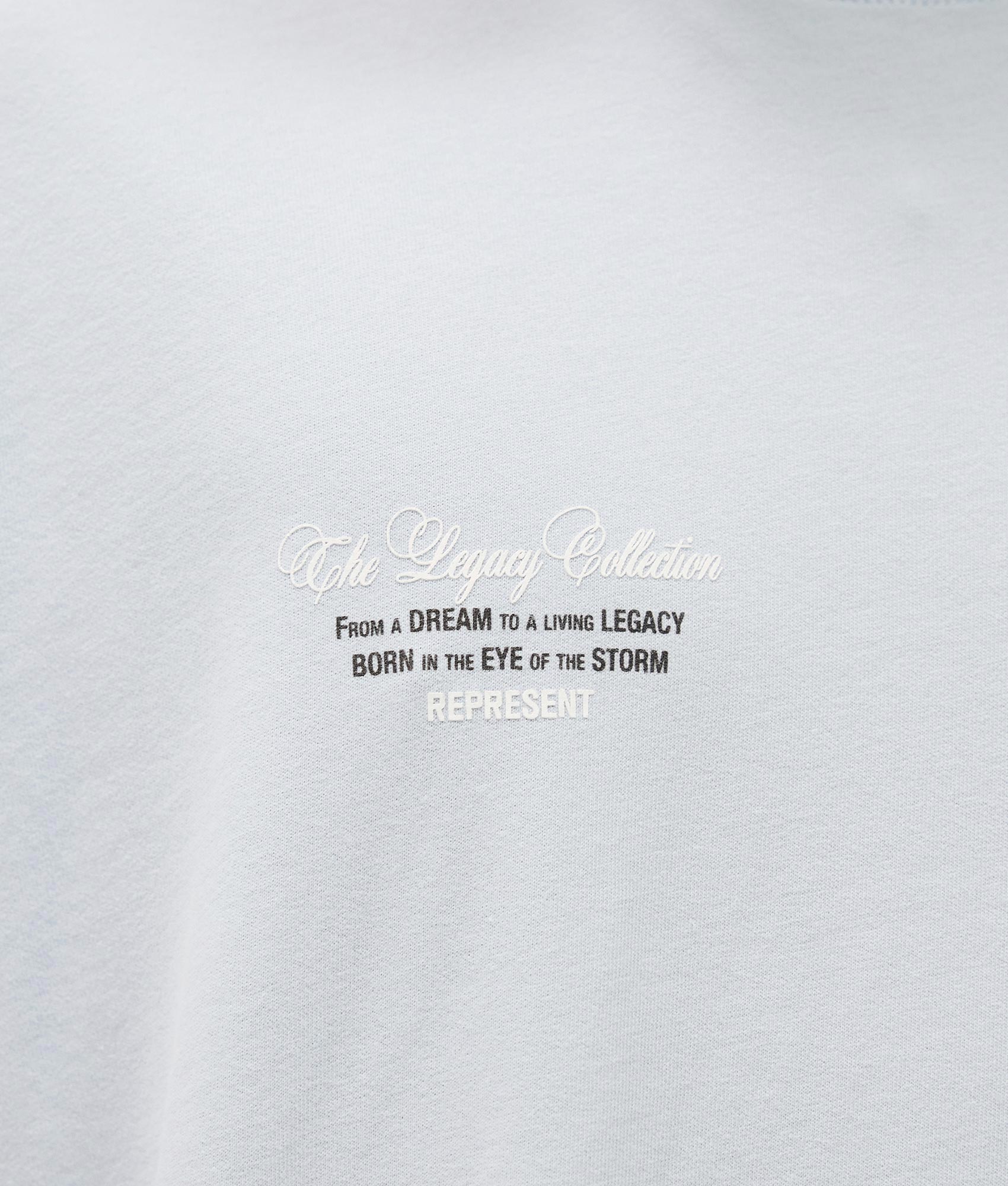 Legacy Cherubs T-Shirt in Cloud. 100% Cotton | REPRESENT | EQVVS | Front detail shot 2