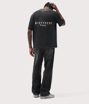 Relaxed Fit England Legacy T-Shirt in Vintage Black. in 100% Cotton | RREPRESENT | EQVVS | Back model shot 2