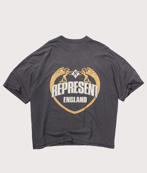 Angel Border T-Shirt by Represent in Stained Black. hot by EQVVS. Flat Back shot.