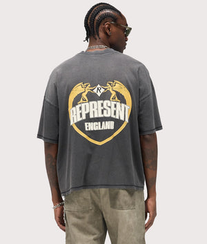 Angel Border T-Shirt by Represent in Stained Black. hot by EQVVS. Back shot.