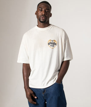 Angel Border T-Shirt by Represent in Washed Ecru. Shot by EQVVS. Front shot.