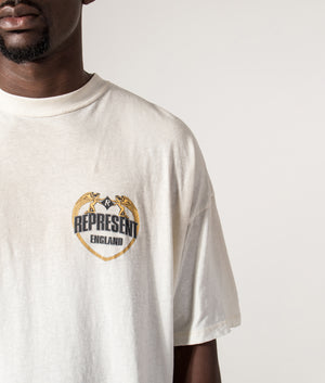 Angel Border T-Shirt by Represent in Washed Ecru. Shot by EQVVS. Detail shot.