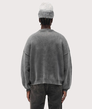 Oversized Fit Stamped Sweatshirt in Vintage Grey . 100% Cotton | REPRESENT | EQVVS | Back model shot 