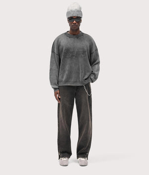 Oversized Fit Stamped Sweatshirt in Vintage Grey . 100% Cotton | REPRESENT | EQVVS | Front model shot 
