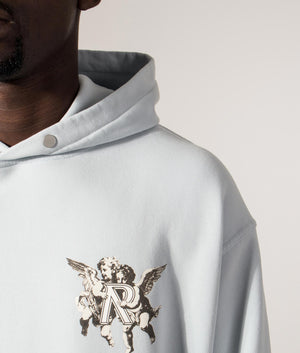 Relaxed Fit Legacy Cherubs Hoodie . 100% Cotton | REPRESENT | EQVVS | Detail model shot