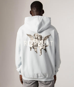 Relaxed Fit Legacy Cherubs Hoodie . 100% Cotton | REPRESENT | EQVVS | Back model shot