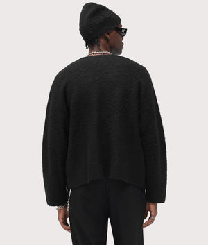 Textured Knit Cardigan in Jet Black | REPRESENT | EQVVS | Back model shot