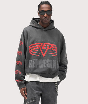 Reversible Living Legacy Tour Hoodie by Represent in Sun Fade Grey. Shot by EQVVS. Front shot.