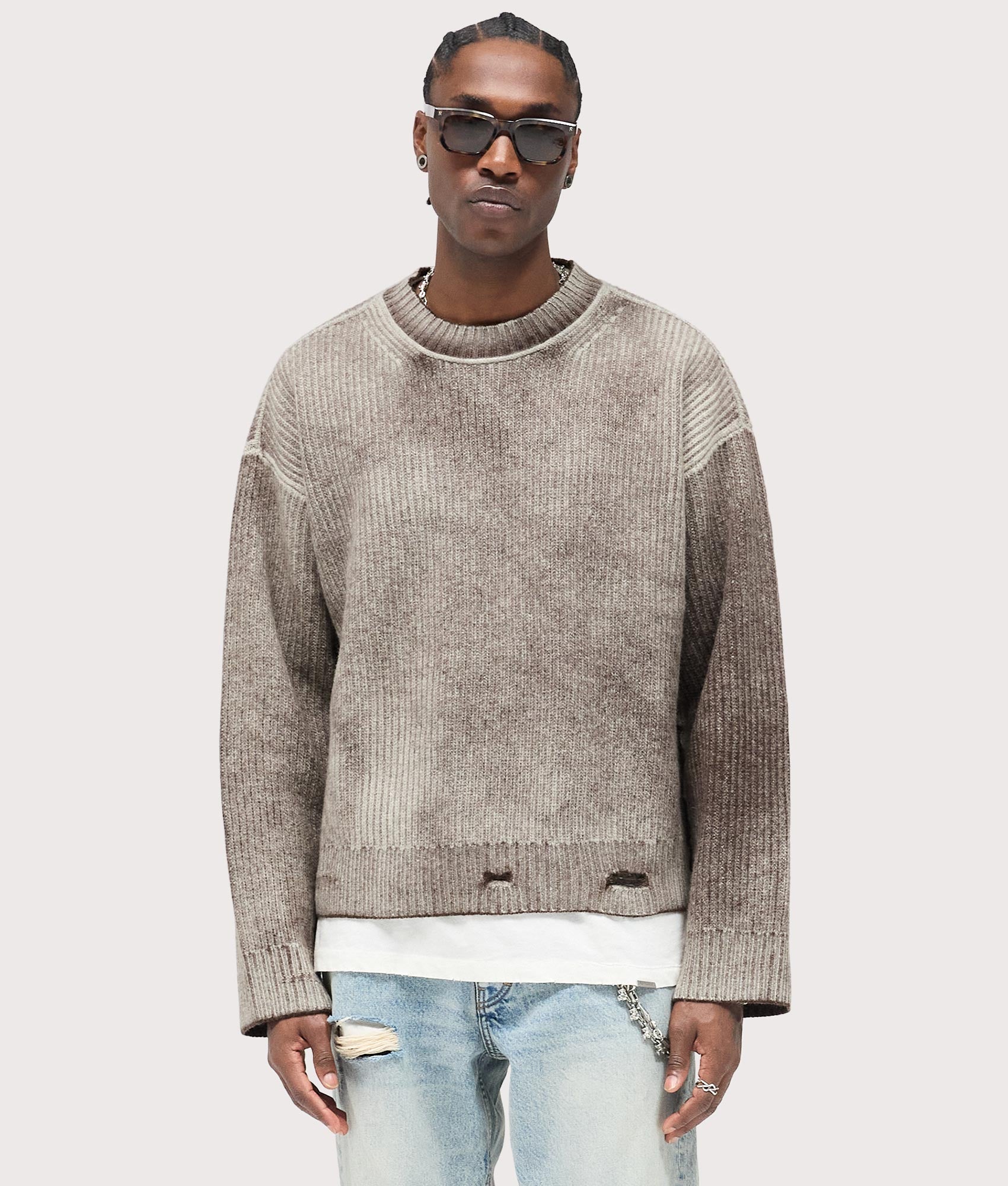 Reversible Fade Out Sweatshirt by Represent by Nero. Shot by EQVVS. Front model shot.