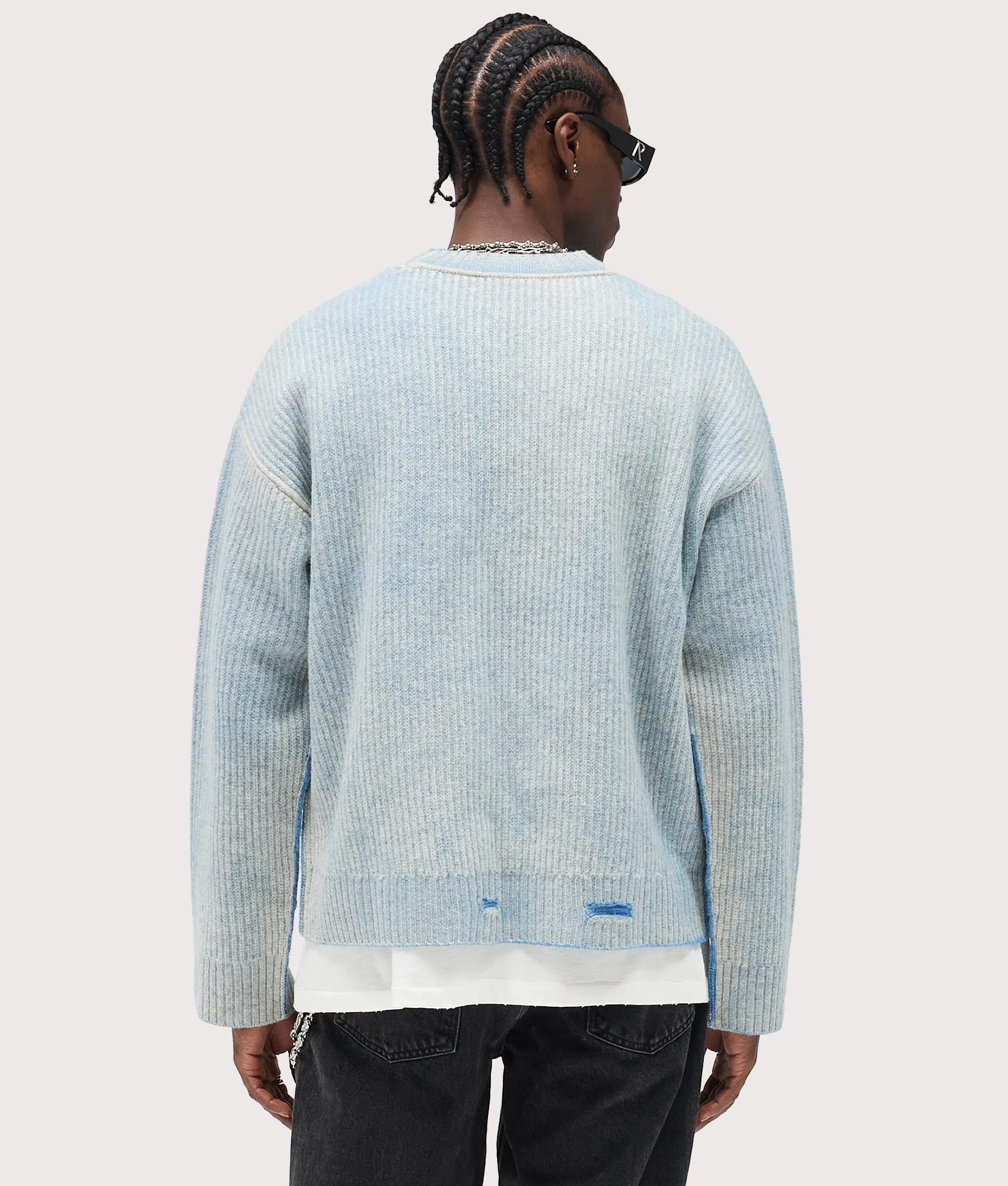 Reversible Fade Out Sweatshirt by Represent in Cloud. Shot by EQVVS. 
Back model shot.