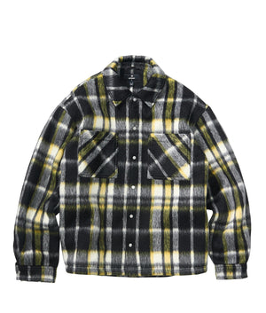 Textured Flannel Overshirt by Represent in Black. Shot by EQVVS. Front flat shot.