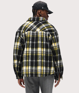 Textured Flannel Overshirt by Represent in Black. Shot by EQVVS. Back model shot.