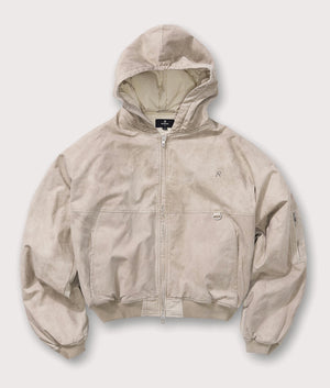 Hooded Bomber Jacket by Represent in Beige. Shot by EQVVS. Front flat shot.