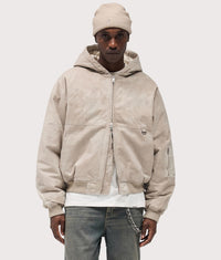 Hooded Bomber Jacket: 25 Beige 