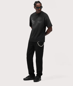 Relaxed Fit Hand Drawn Thoroughbred in Aged Black. 100% Cotton | REPRESENT | EQVVS | Front model shot 2