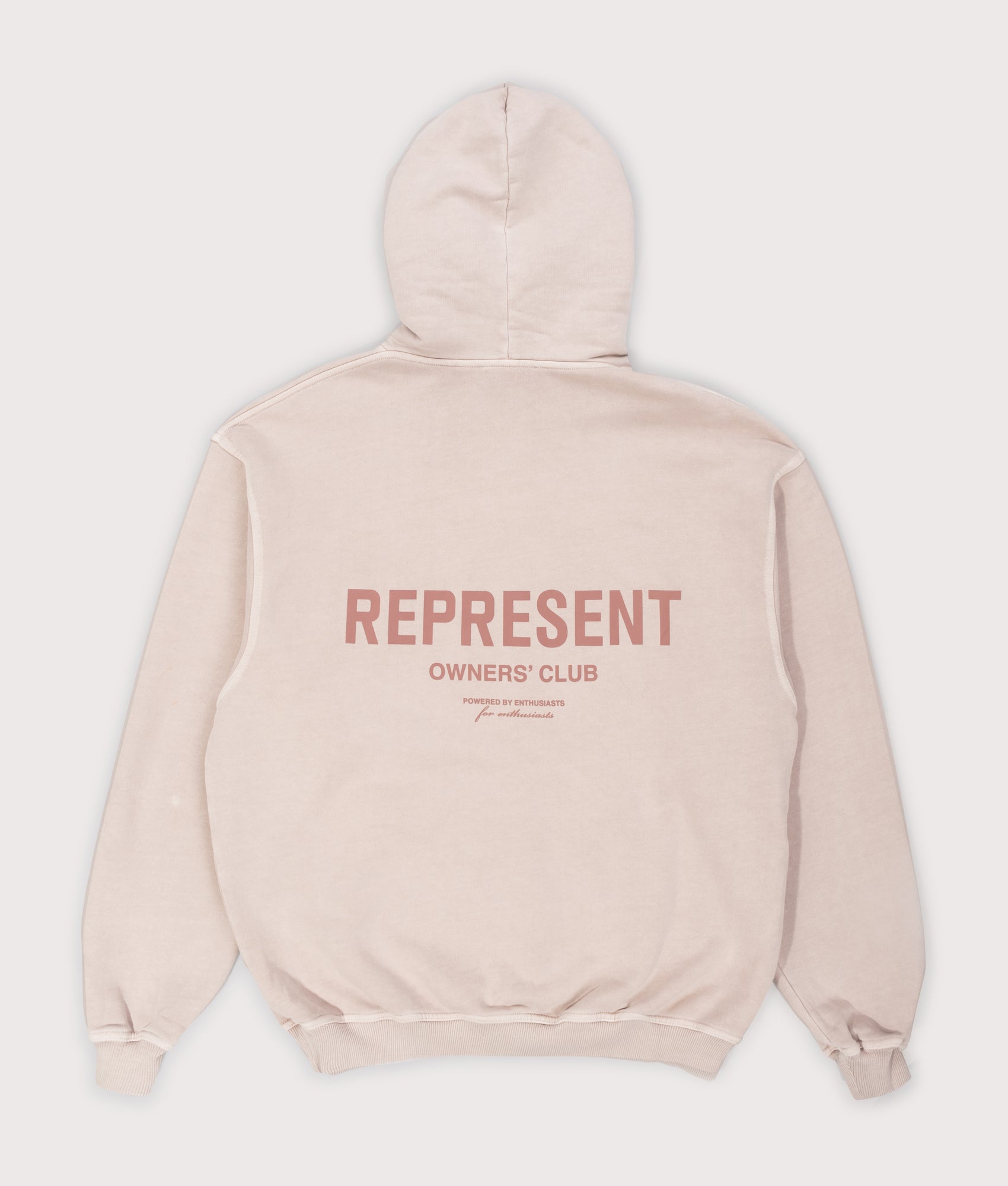 Represent Owners Club Hoodie. Shot by EQVVS. Back print shot.