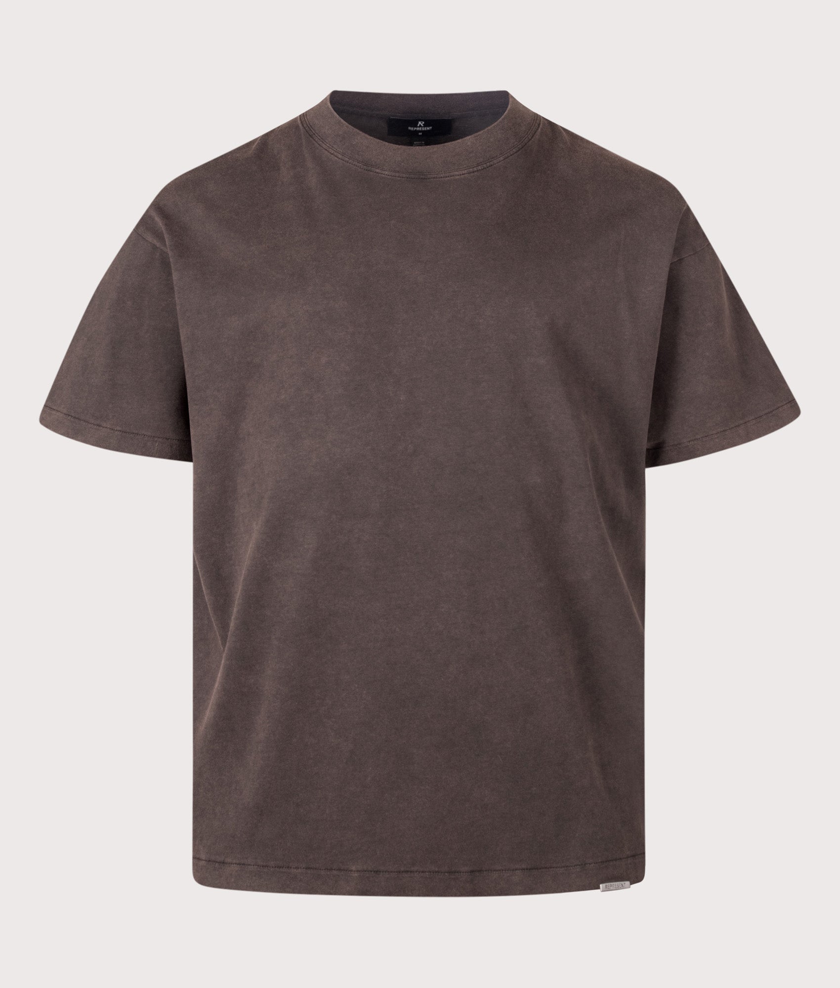 Represent Oversized Initial T-Shirt in  Coffee at EQVVS Menswear. Front shot.