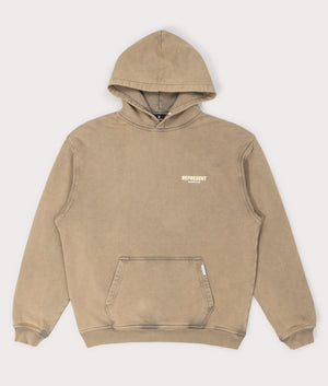 REPRESENT Owners Club Hoodie in Almond at EQVVS Menswear. Front shot.