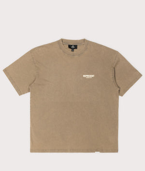 REPRESENT Owners' Club T-Shirt in Almond at EQVVS Menswear. Front shot.