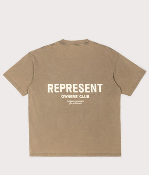 REPRESENT Owners' Club T-Shirt in Almond at EQVVS Menswear. Back shot.