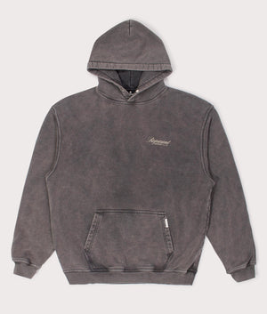 REPRESENT Owners Club Script Hoodie in Vintage Grey at EQVVS Menswear. Front shot.