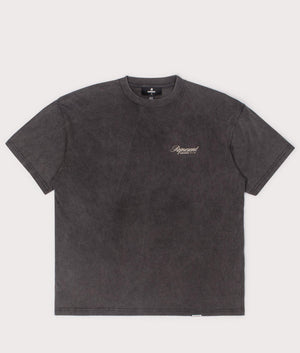 REPRESENT Owners Club Script T-Shirt in Vintage Grey at EQVVS Menswear. Front shot.