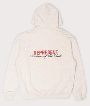 REPRESENT Patron of the Club Hoodie in Cream Marl at EQVVS Menswear. Back shot.
