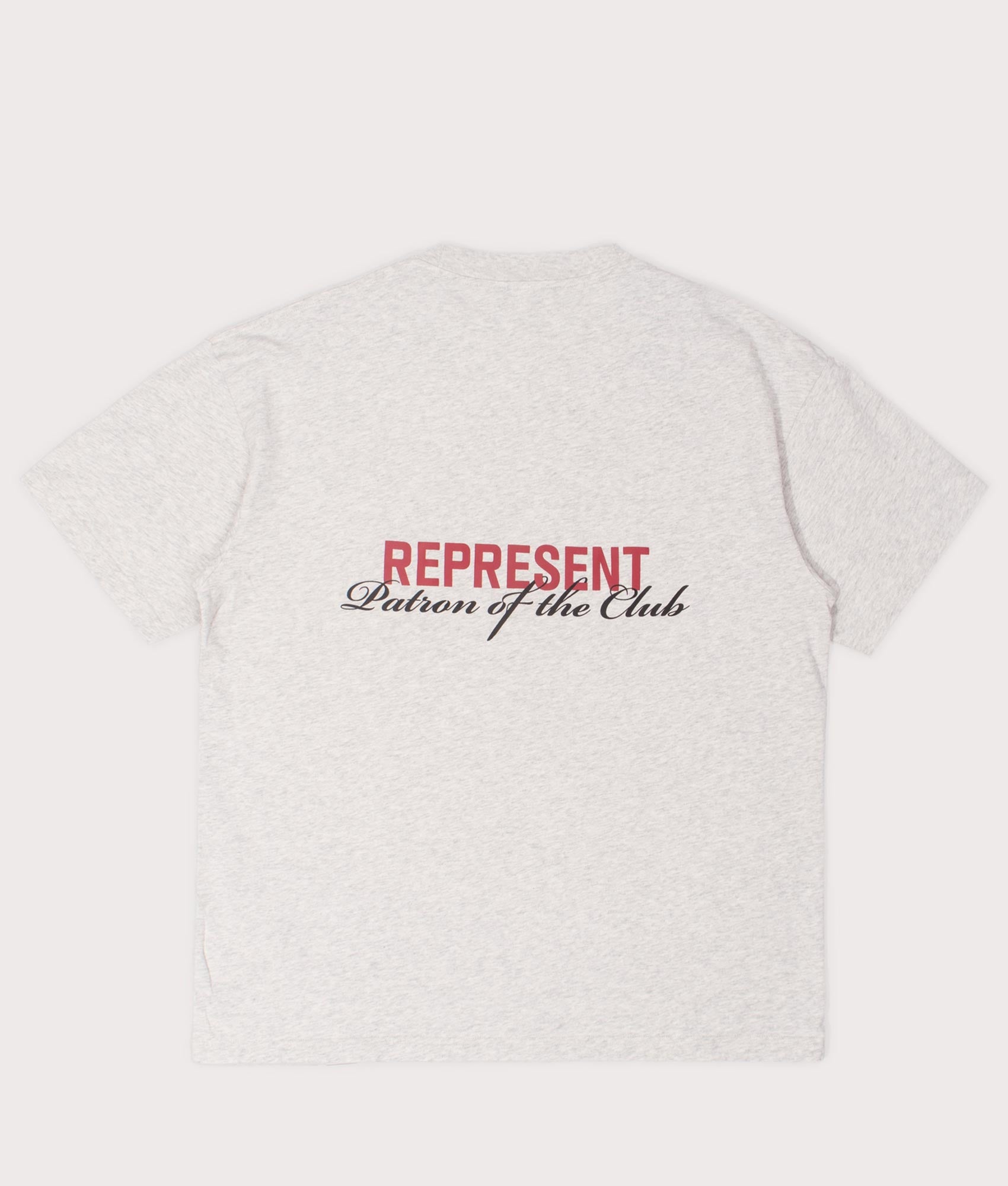 REPRESENT Patron Of The Club T-Shirt in Cream Marl at EQVVS Menswear. Back shot.