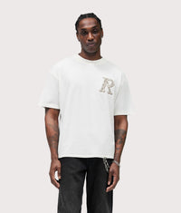 Oversized Fit Western Initial T-Shirt: 72 Flat White 