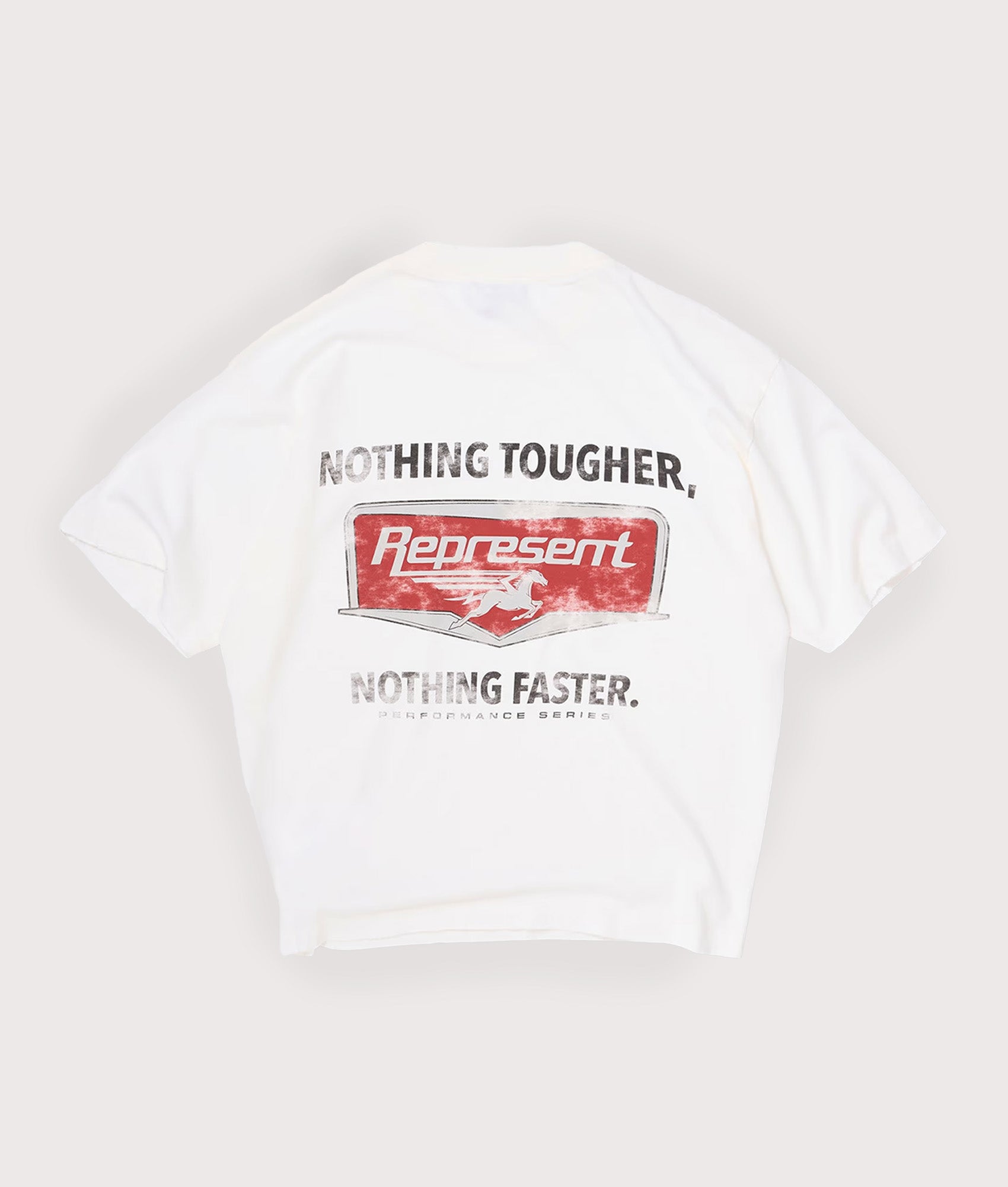 Represent Oversized Fit Nothing Faster T-Shirt in Flat White at EQVVS Menswear. Back shot.