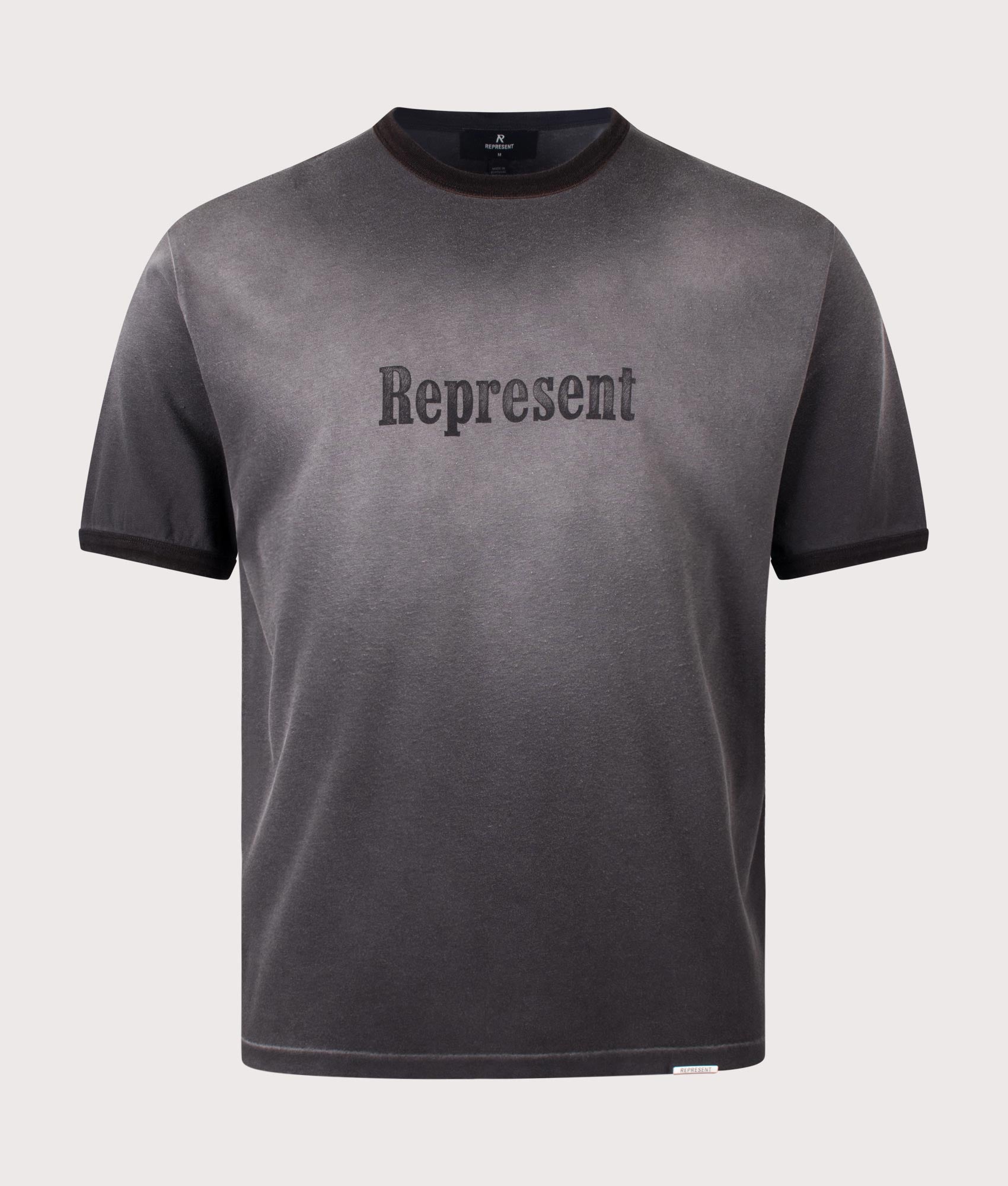 REPRESENT Represent Ringer T-Shirt in Stained Black at EQVVS Menswear. Front shot.