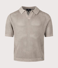 Beverly Open Gauge Knitted Polo Shirt: 37 Vintage Khaki 