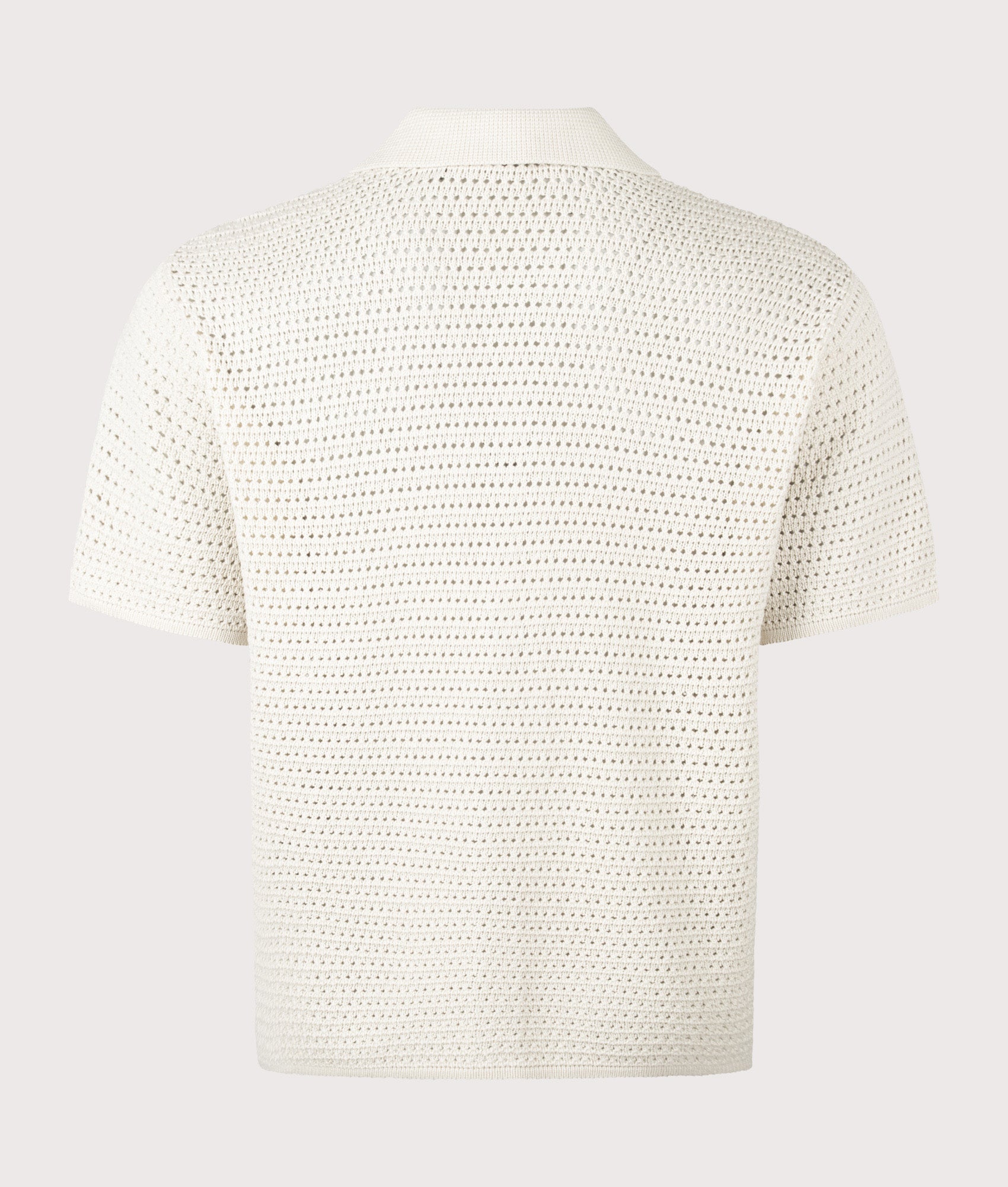 REPRESENT Pico Knit Polo Shirt in Ecru at EQVVS Menswear. Back shot.