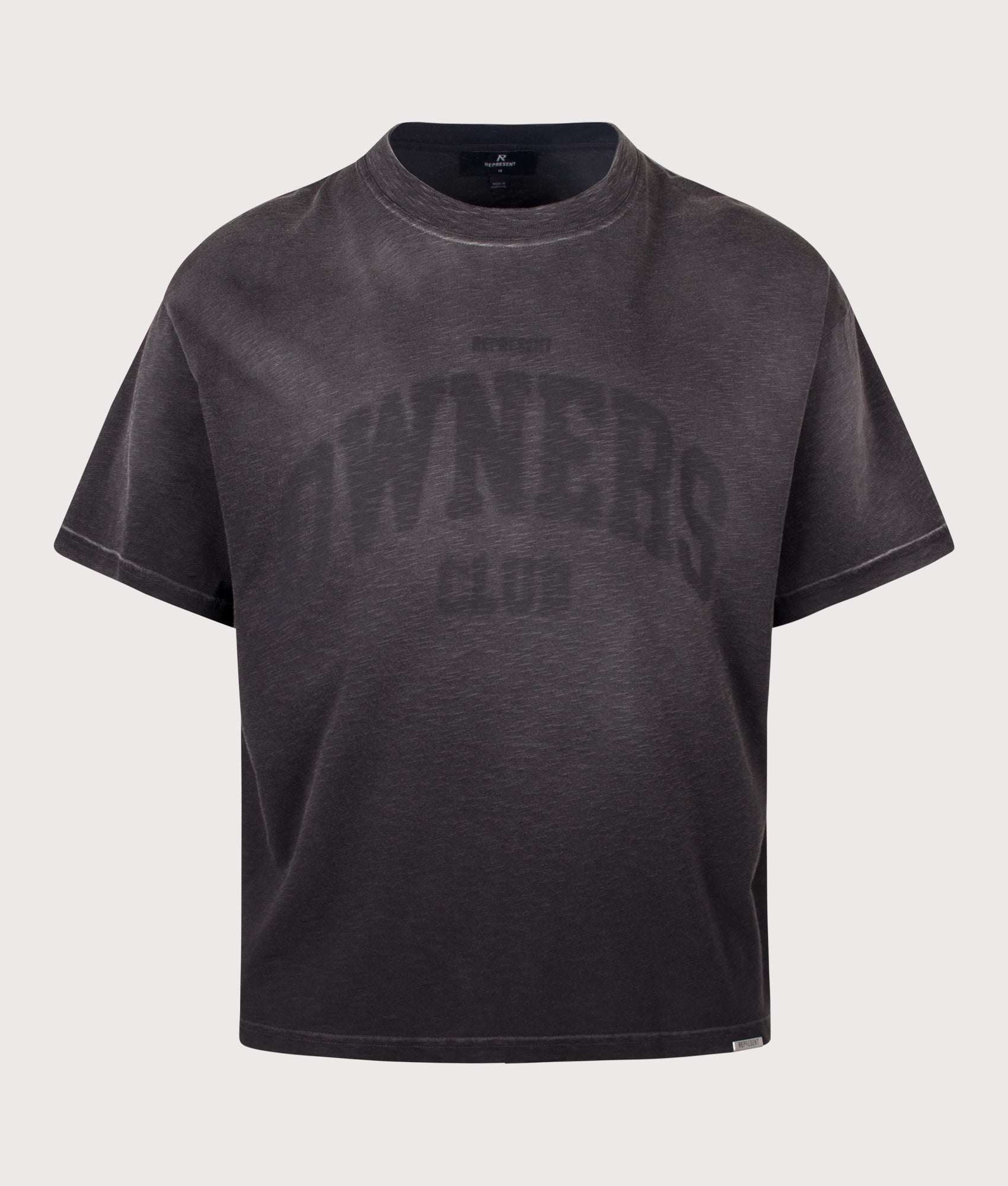 Represent Oversized Fit Owners T-Shirt in Vintage Black at EQVVS Menswear. Front shot.