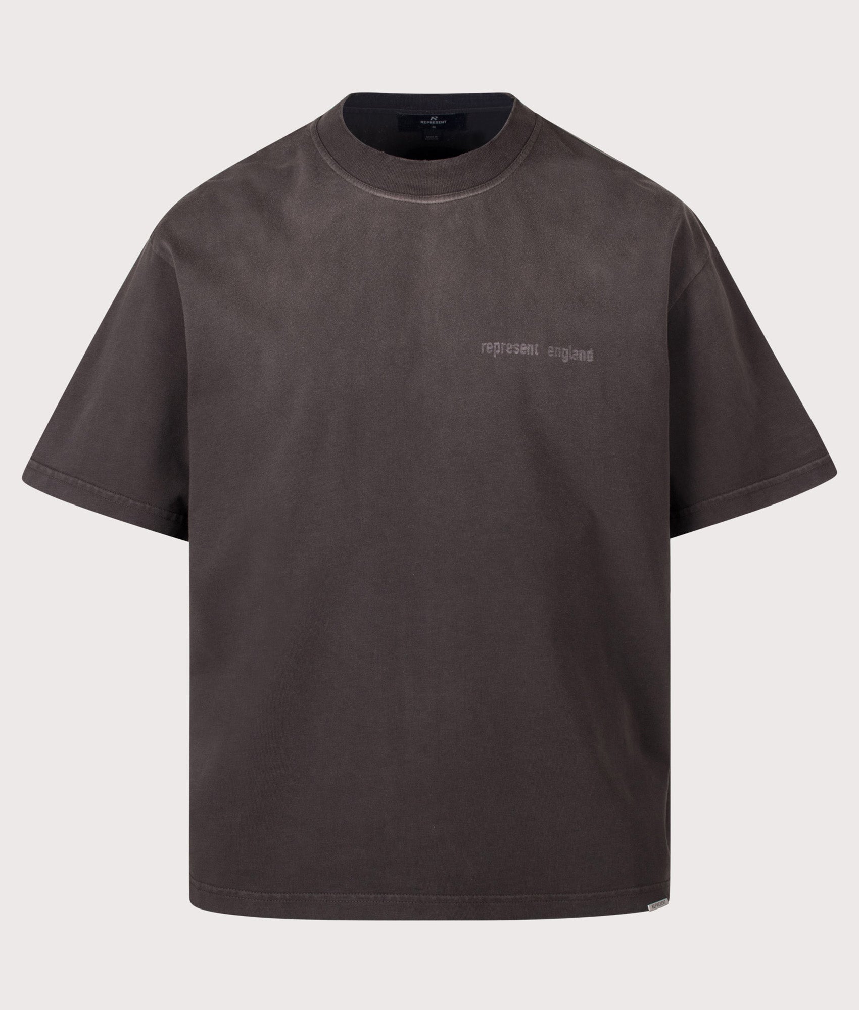 REPRESENT Oversized Box Fit Resent T-Shirt in Ash at EQVVS Menswear. Front shot.