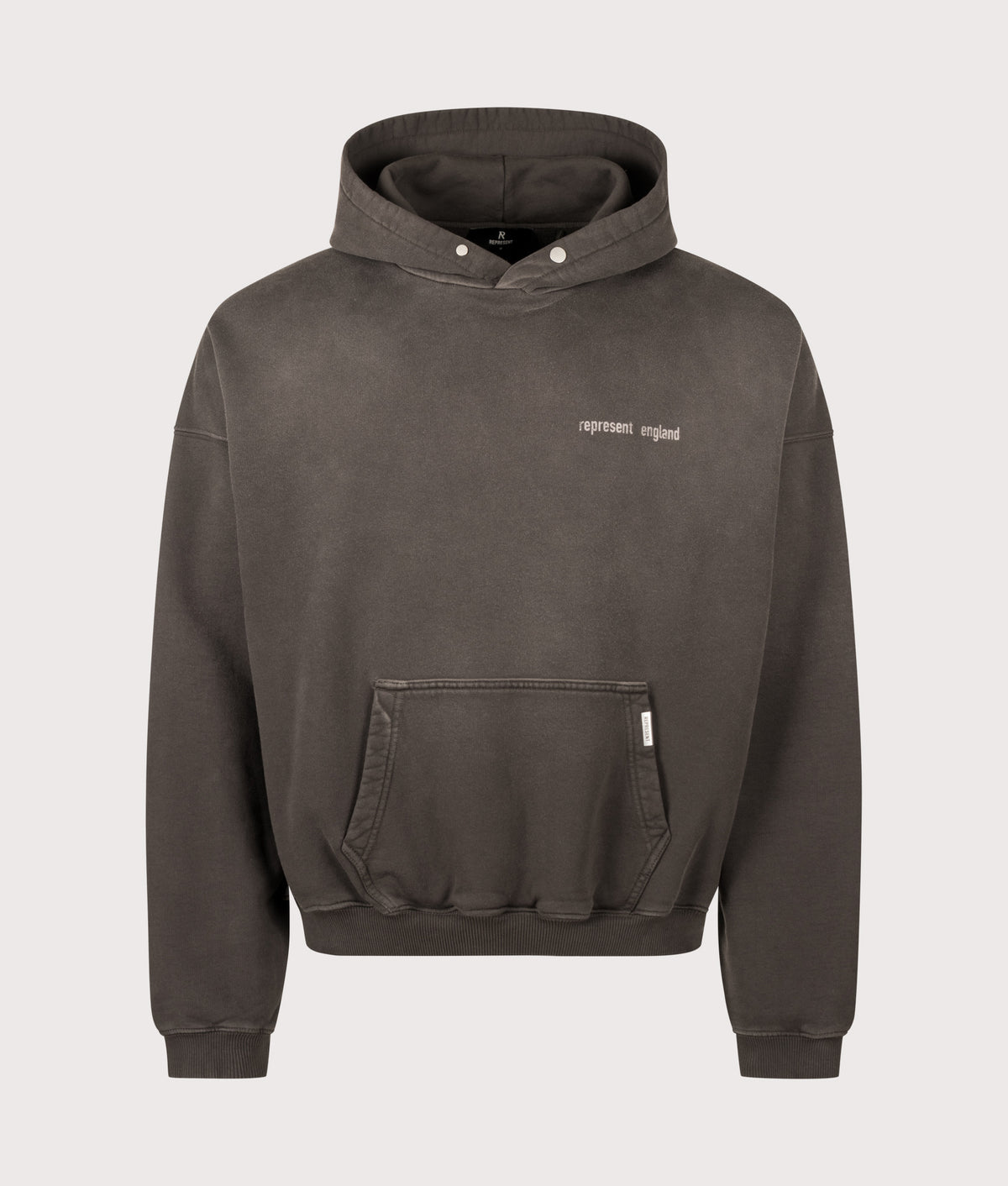 REPRESENT Oversized Fit Resent Hoodie in Ash at EQVVS Menswear. Front shot.