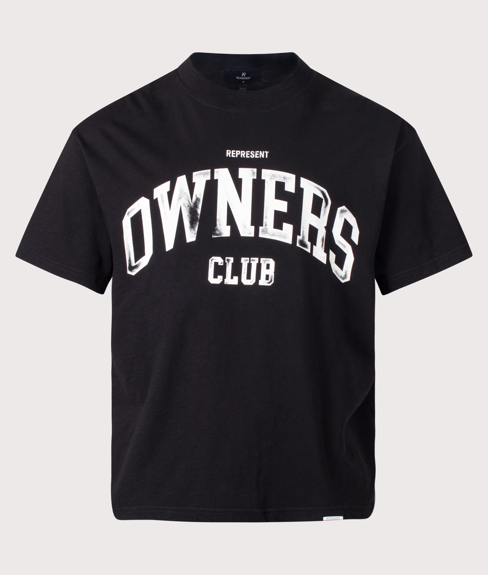 REPRESENT Owners Club T-Shirt in Jet Black at EQVVS Menswear. Front shot.
