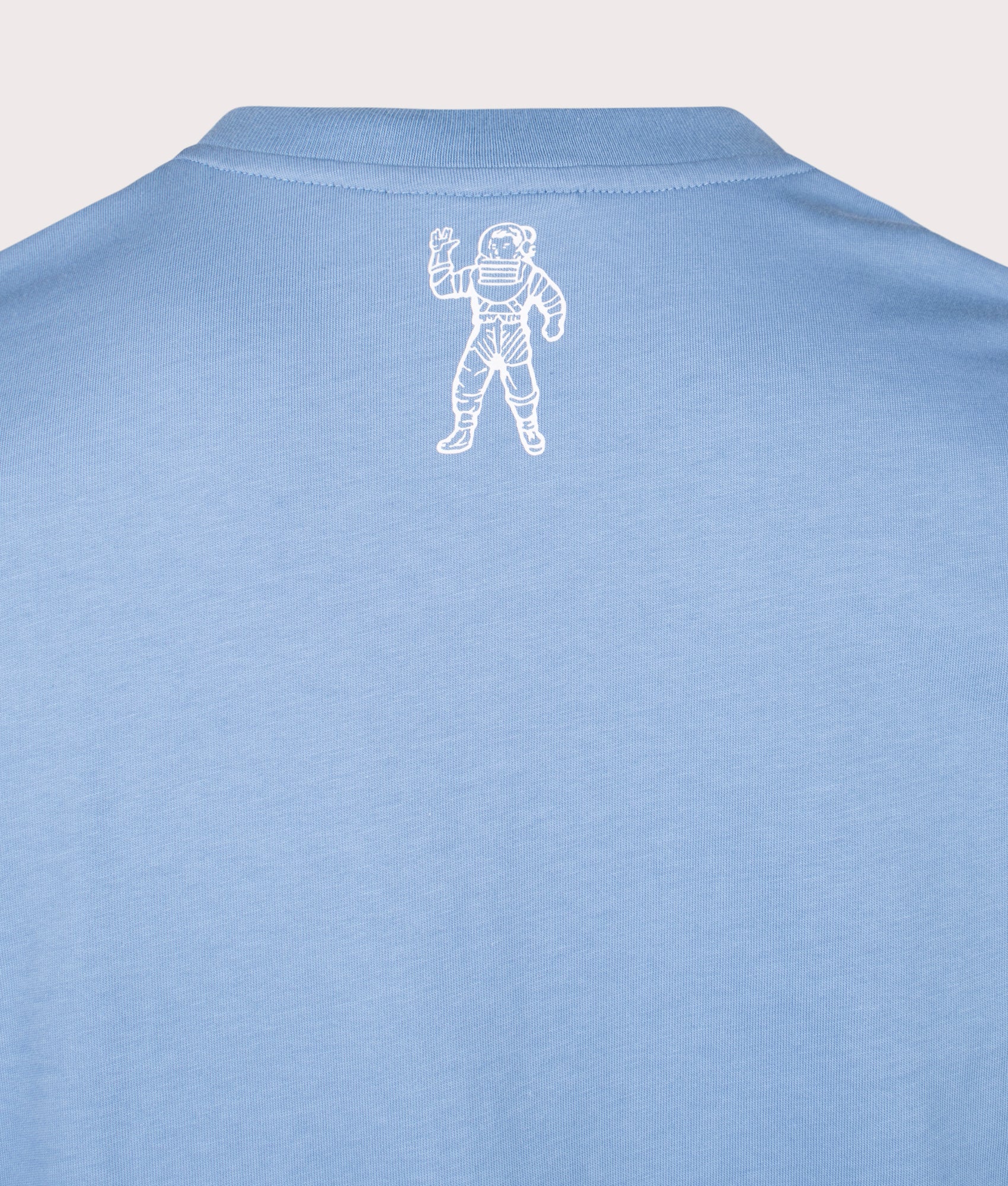 Small Arch Logo T-Shirt in Powder Blue White Powder. 100% Cotton | Billionaire Boys Club | Shot at EQVVS |  Back detail shot