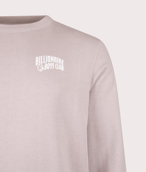 Small Arch Logo Sweatshirt in Flat Grey. 100% Cotton | Billionaire Boys Club | Shot at EQVVS | Front detail shot 