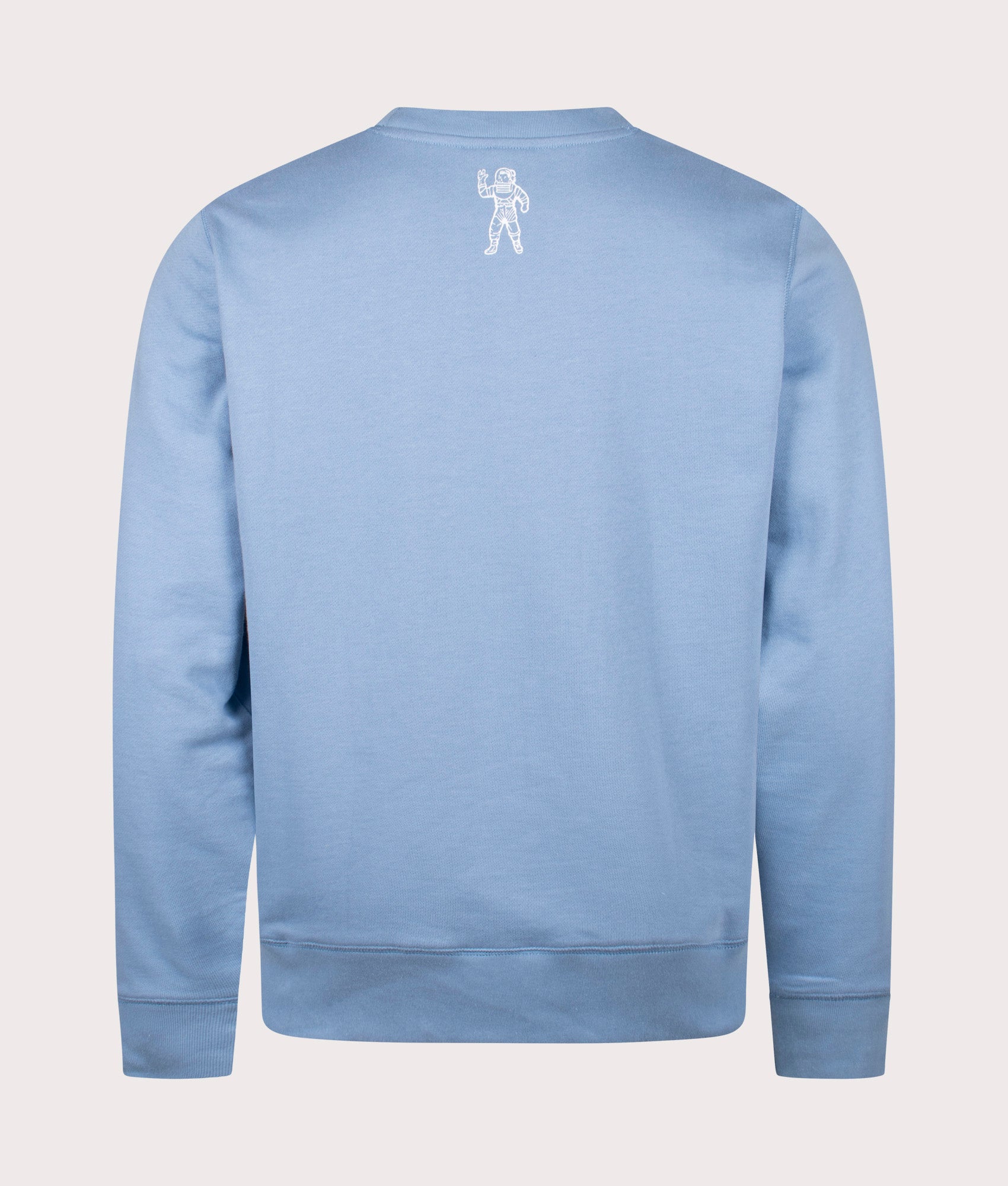 Small Arch Logo Sweatshirt in Powder Blue White Logo. 100% Cotton | Billionaire Boys Club | Shot at EQVVS | Back shot 