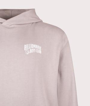 Small Arch Logo Hoodie in Flat Grey. 100% Cotton | Billionaire Boys Club | Shot at EQVVS | Front detail shot