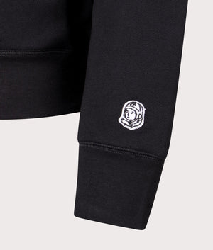 Woven Patch Quarter Zip Sweatshirt in Black. 100% Cotton | Billionaire Boys Club | Shot at EQVVS | Left cuff detail shot 