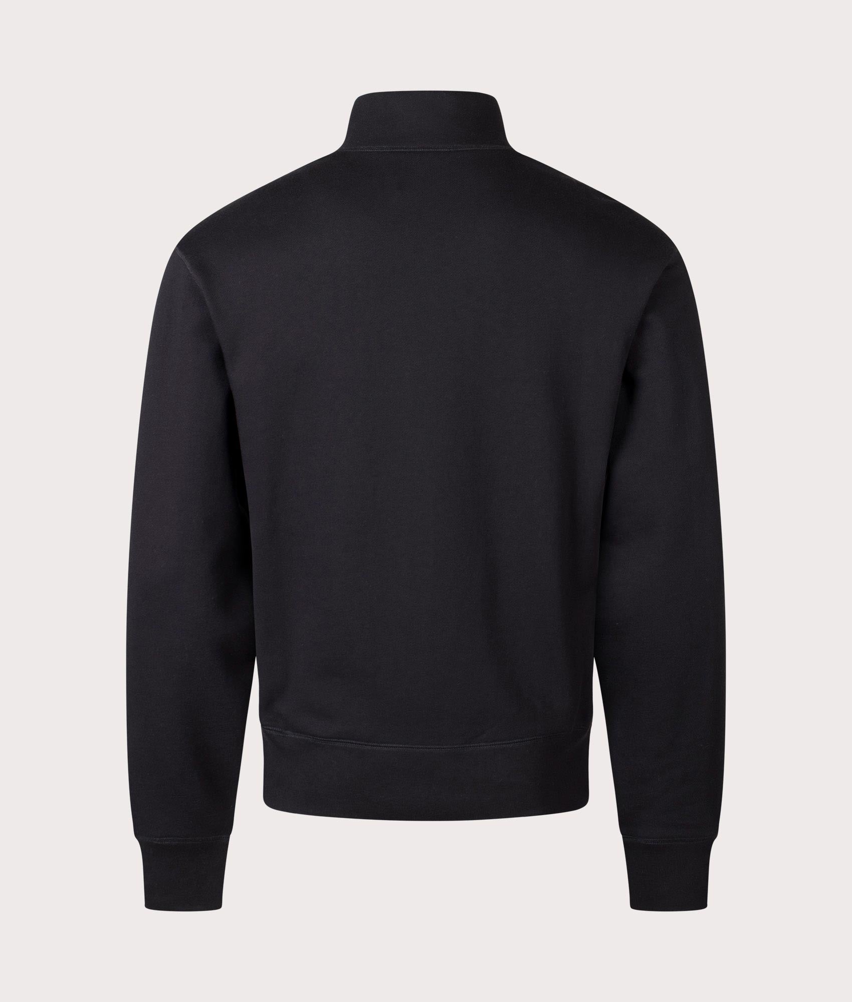 Woven Patch Quarter Zip Sweatshirt in Black. 100% Cotton | Billionaire Boys Club | Shot at EQVVS | Back shot 