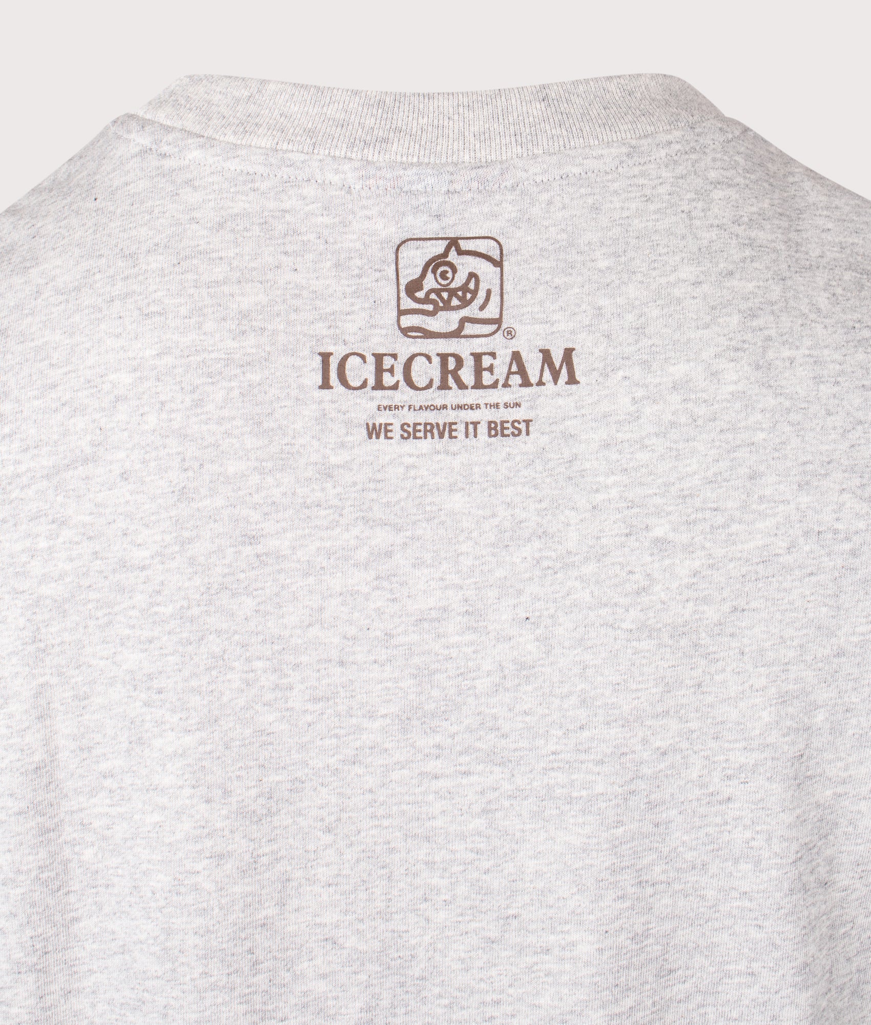 Serve It Best T-Shirt by ICE CREAM in Heather Grey. Shot by EQVVS. Detail shot.