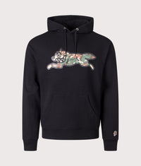 Woodland Camo Running Dog Hoodie: Black 