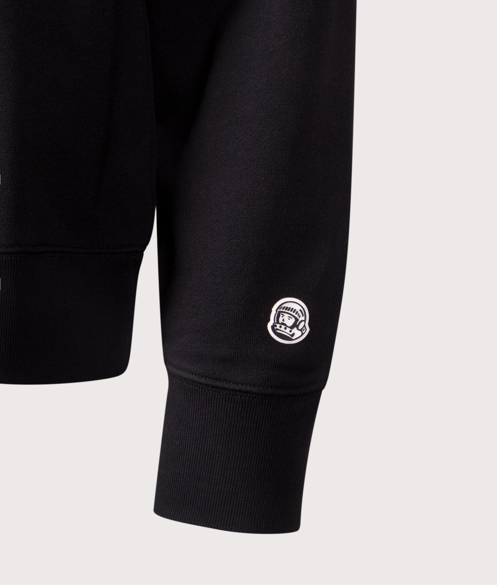 Emblem Sweatshirt by Billionaires Boys Club in Black. Shot by EQVVS. Front Detail shot.