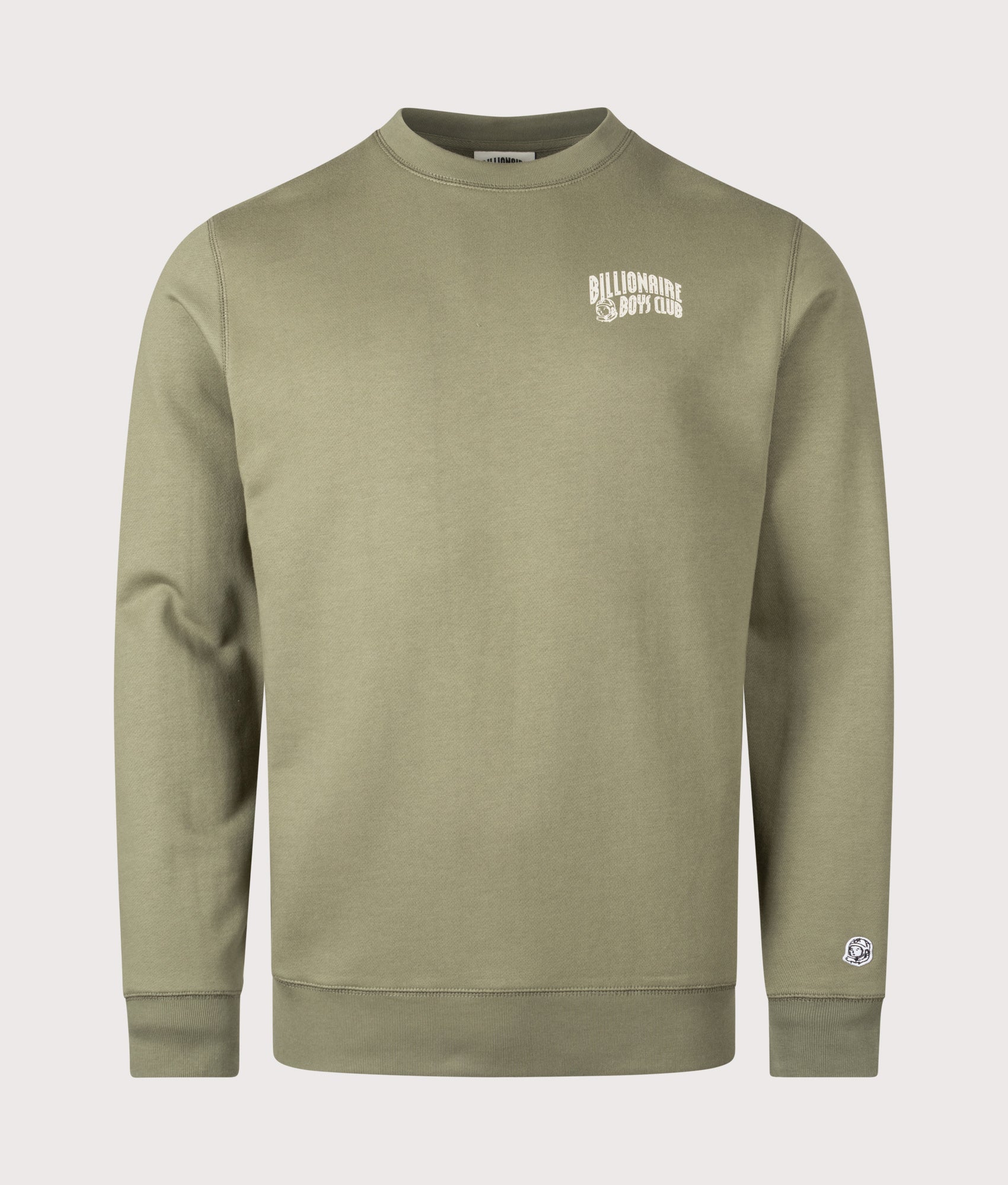 Small Arch Logo Sweatshirt in Olive/Ecru | 100% Cotton | Billionaire Boys Club | EQVVS | Front shot 