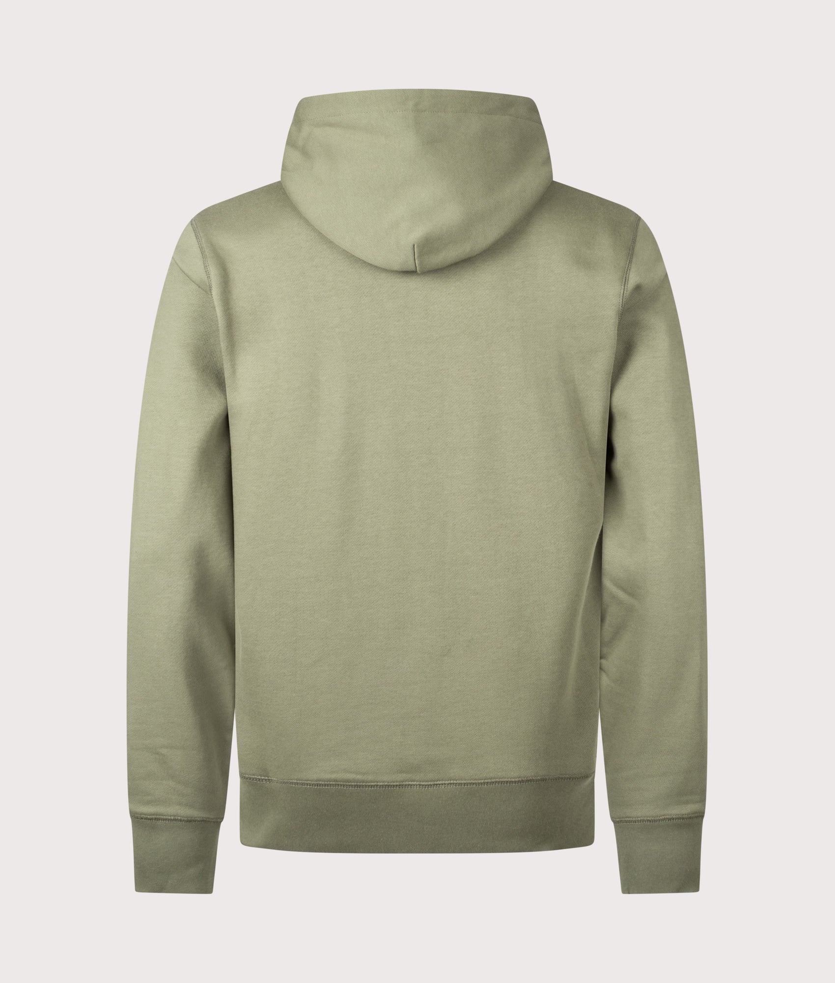 Billionaire Boy's Club Small Arch Logo Hoodie in Olive and Ecru at EQVVS Menswear. Back shot.